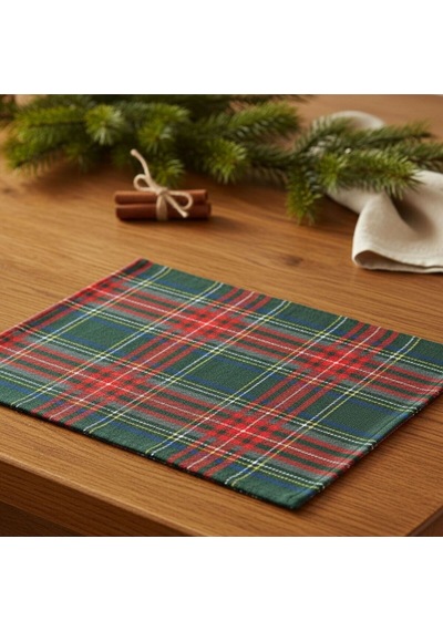 4 Adet Amerikan Servis,ekose Temalı Amerikan Servis,yıkanablir Supla 32x42 Cm Çok Renkli