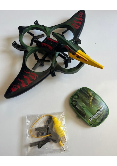 Uzaktan Elde Özel Kumandalı Uçak Dinozor Dron 2.4ghz 360 Derece Dönebilen Led Işıklı Otomatik