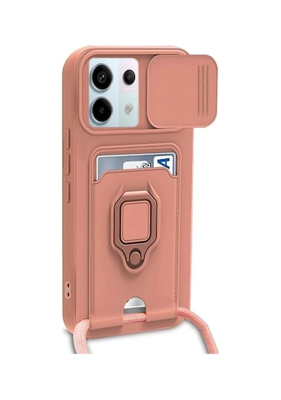 Xiaomi Redmi Note 13 Pro 5g Uyumlu Kılıf Zuma Kartvizitli Yüzüklü Silikon - Pembe
