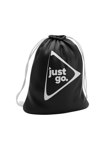 Just Nutrition Just İpli Bez Spor Çantası Siyah Büzgülü Sırt Çantası Beyaz Askılı Baskılı Spor Çantası