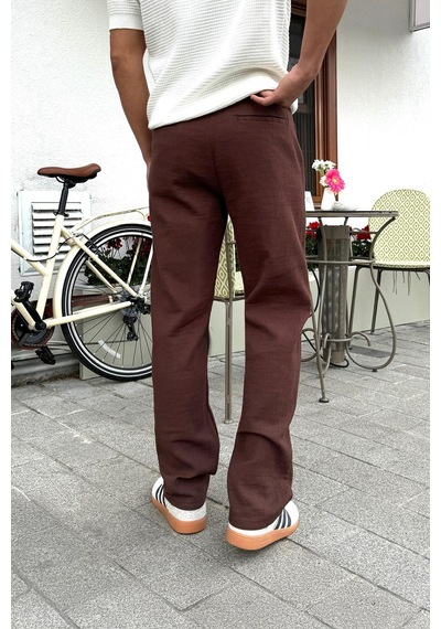 Flaw Müslin Kumaş Baggy Pantalon Kahverengi Kahverengi Flaw Müslin Kumaş Baggy Pantalon Kahverengi Kahverengi