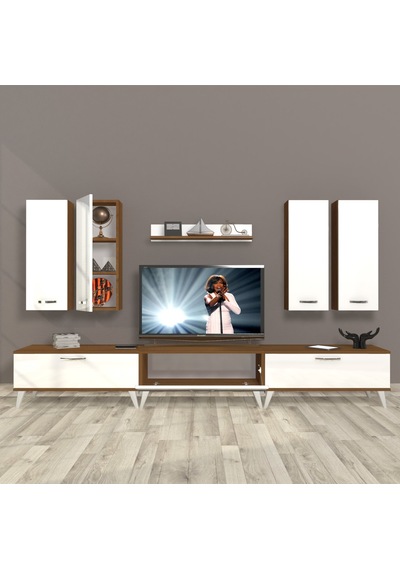 Decoraktiv Eko 8d Slm Retro Tv Ünitesi Tv Sehpası Ceviz - Beyaz