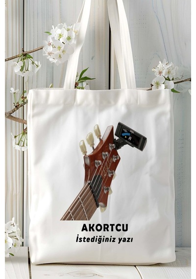 Art Hediye Akortçu Baskılı Bez Omuz Çantası Kişiye Özel Model 4 Çok Renkli
