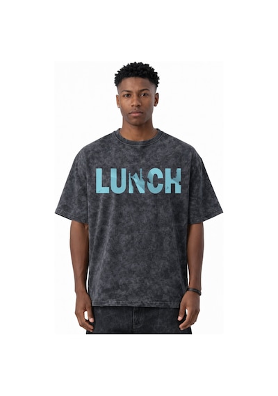 Sevbano Tasarım Billie Eilish Lunch Şarkıcı Baskılı Unisex Oversize Eskit Siyah