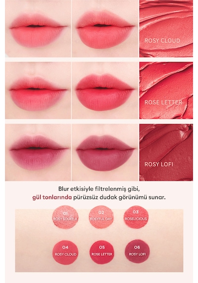 Uzun Süre Kalıcı Bulaşma Yapmayan Kadifemsi Bitiş Sunan Tint Dare Tint Melty Velvet Rosyful Day 0