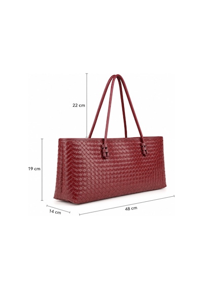Nura Collection Kadın Örgü Desenli Tote Omuz Çantası - Bordo - 895066122 Bordo