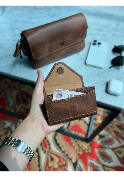Mia 2190 Hakiki Deri Kadın Akordiyon Cüzdan Taba