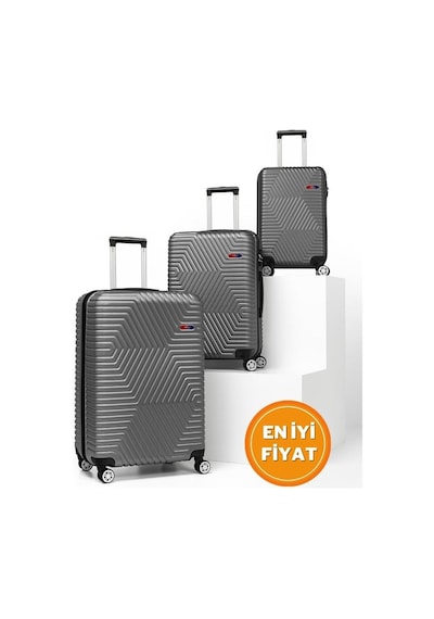 G&d Polo Suitcase Abs 3'lü Koyu Gri Lüx Valiz Seyahat Seti 600.02-set Koyu Gri