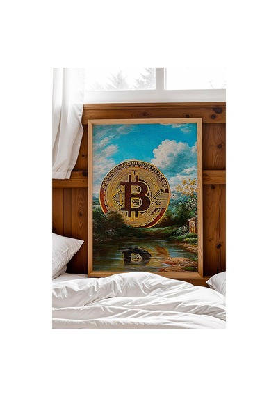 Bitcoin Gold Kripto Para Çerçeveli Tablo Modern Finans Sanatı Modifiye Sanat