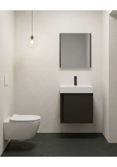 Vasa Kapaklı 50 Cm Antrasit Lavabo Dolabı Üçlü Set