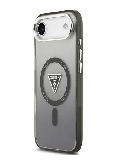 Apple Uyumlu iPhone 17 Air Kılıf Guess Lisanslı M-safeli Iml Baskılı Üçgen Logolu Metal Kamera Çerçeveli Siyah Siyah
