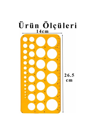 Daire Şablonu Büyük Boy Cetvelli 1-36 Mm 1 Adet Artlantis 25 Cm Cetvelli Teknik Çizim Daire Cetveli Okul Mühendis Mimar Turuncu