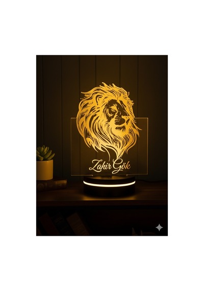 Sevgiliye/erkeğe Özel İsim Yazılı Aslan Lamba