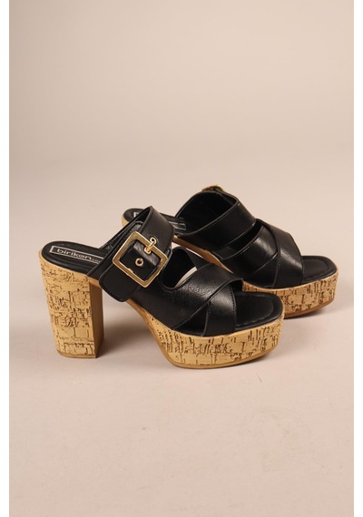 Ronika Platform Topuklu Terlik Siyah-8226 Siyah
