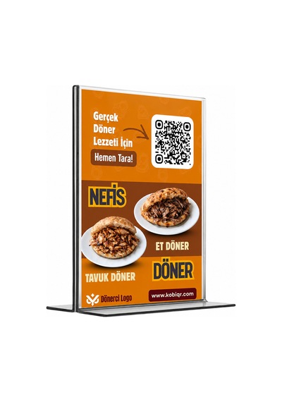 Döner Qr Menü Standı 5 Adet T Tipi A6 10 15 Cm + Qr Menü Yazılımı Beyaz Beyaz
