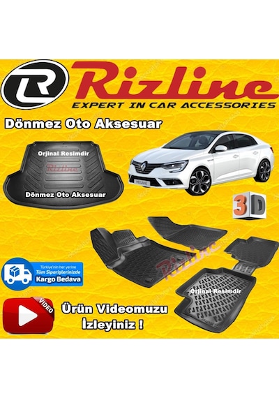 Megane 4 3D Paspas+Bagaj Havuzu Siyah Sd 2016 Sonrası Rizline N11.12142