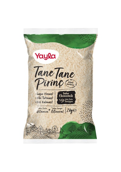 Yayla Tane Tane Pirinç 2 Kg - 6 Adet Tarı