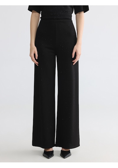 Lcw Modest Siyah Soft Touch Taşlı Kadın Eşofman Altı