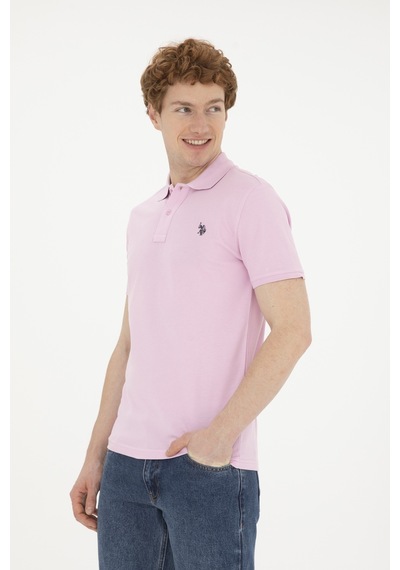 U.S. Polo Assn. Erkek Slim Fit Polo Yaka Pembe Basic Tişört 50279573-VR041