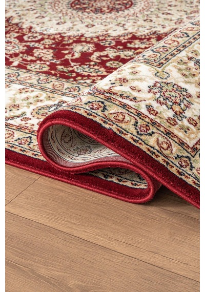 Cotto Home Fesane Fn001j Bordo Pamuk Taban Klasik Çerçeve Desenli Göbekli Salon Oturma Odası Halısı
