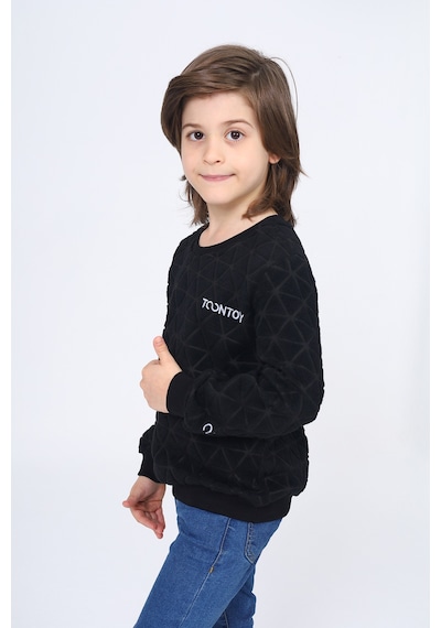 Toontoy Kids Toontoy Unisex Çocuk Nakışlı Sweatshirt Siyah