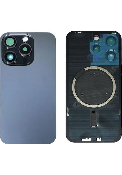 Apple Uyumlu iPhone 15 Pro Mavi Full Nfc Ve Demirli Arka Kapak Batarya Kapağı Pil Kapağı Mavi