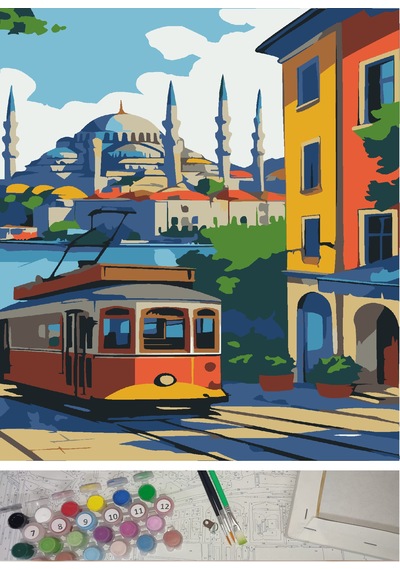 Moranka Tuval&boya Sayılarla Boyama Hobi Tuval Seti Numaralıtuval Fırça Boya Dahil Çıtalı 40x50 Cm -istanbul 1 Adet