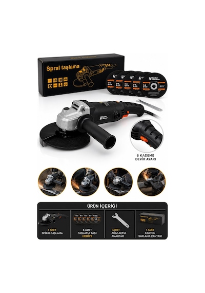Lieber German Lg009 115mm Bn-5 Model Bakır Sargılı 6x Devir Ayarlı Spiral Taşlama Makinası