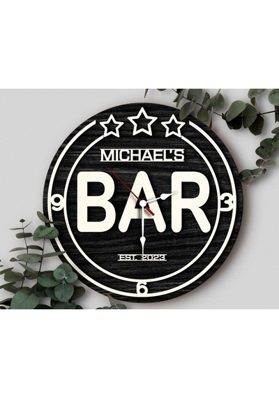 Bk Gift Barlara Özel Dekoratif Siyah Ahşap Duvar Saati 35cm-7 , Bar Duvar Saati , Cafe Duvar Saati , Özel Ahşap Saat Kobitmeyen138337 Bk Gift