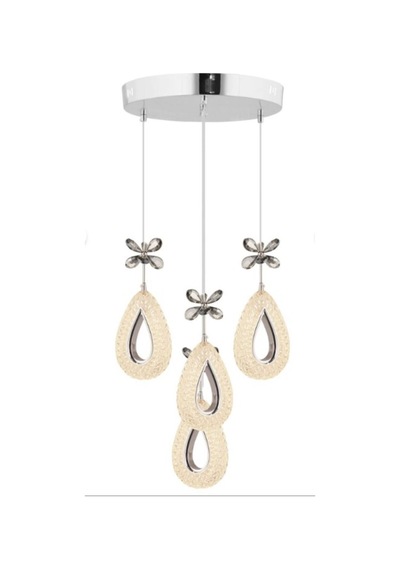 Damla 4 Lü Gümüş 3 Renk Ledli Kumandalı Modern Sarkıt Led Avize