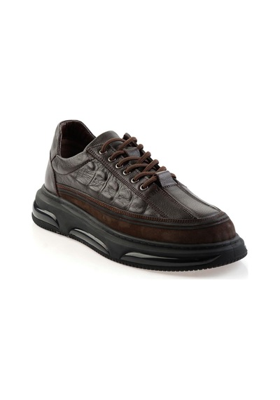 Bambi Kahve Hakiki Deri Erkek Sneaker E01080219003 Kahve