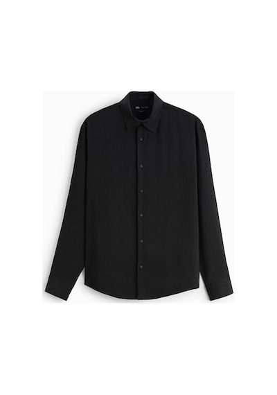 Zara Geometrik Jakarlı Gömlek 4127-299 Siyah