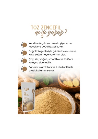 Zencefil Tozu 250 Gr %100 Doğal Katkısız Koruyucusuz