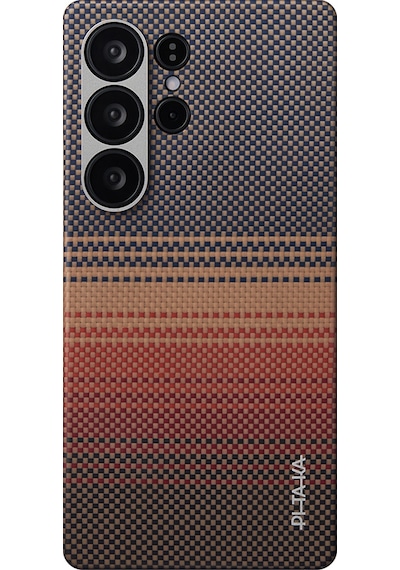 Galaxy S25 Ultra Kılıf M-safe Uyumlu Aramid Fiber Pitaka Tactile Woven Serisi Kapak Kahverengi
