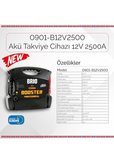 Brio Akü Takviye Cihazı 12V 2500A