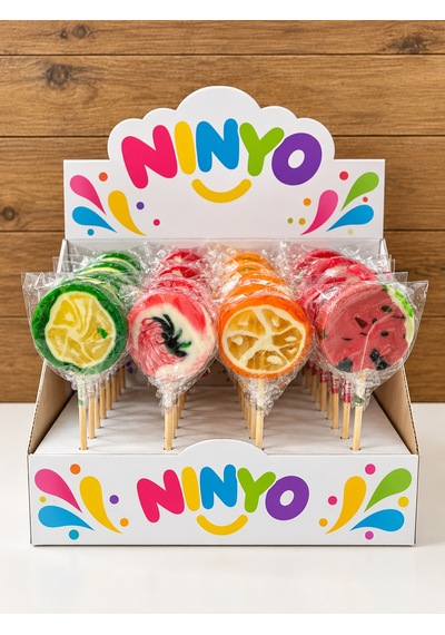 Ninyo Meyve Desenli Lolipop Şeker 25 G 12 Li Paket