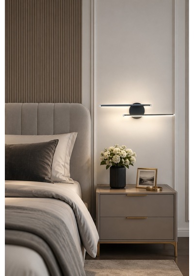 Sare Aplik Modern Tasarım Antrasit Renk - Gün Işığı Ledli Banyo - Mutfak - Salon Led Duvar Aplik