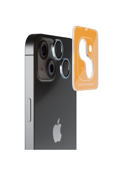 Piili Apple iPhone Uyumlu 15 / 15 Plus Hd Kamera Lens Koruyucu - Mavi Çerçeveli