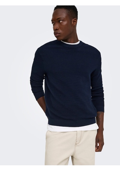 Only & Sons Onsron Reg Ls Crew Neck Knıt Noos Dark Sapphire Çok Renkli