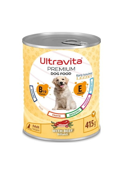 Ultravita Premium Yüksek Proteinli Karışık Etli Konserve Köpek Maması 24 x 415 G
