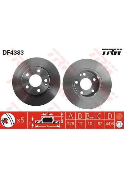 Trw Df4383 Fren Diski Ön A-serisi W169 04-11 A1694210012