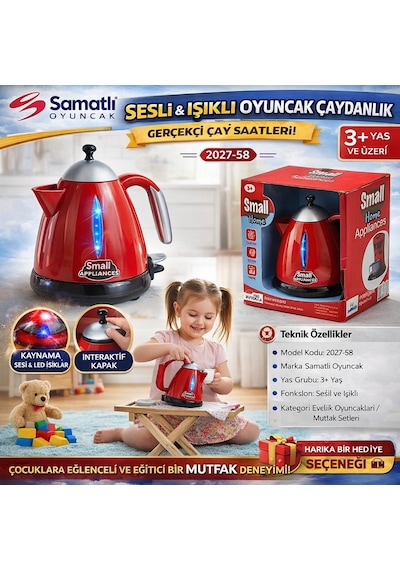 Sesli Ve Işıklı Çaydanlık Evcilik Oyuncak Mutfak Seti