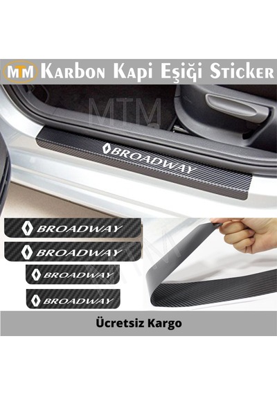 Renault Broadway Karbon Kapı Eşiği Sticker 4 Adet