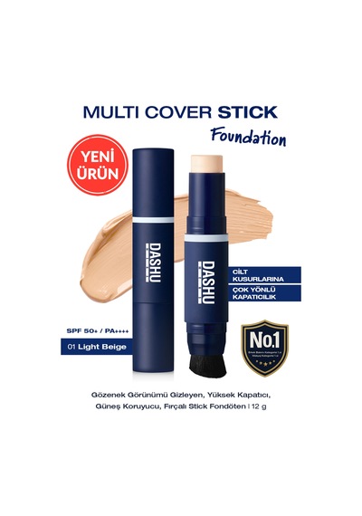 Dashu Mens Multi Cover Stick Foundation 02 Light Beige Spf50+ Pa++++ 01 Light Beige