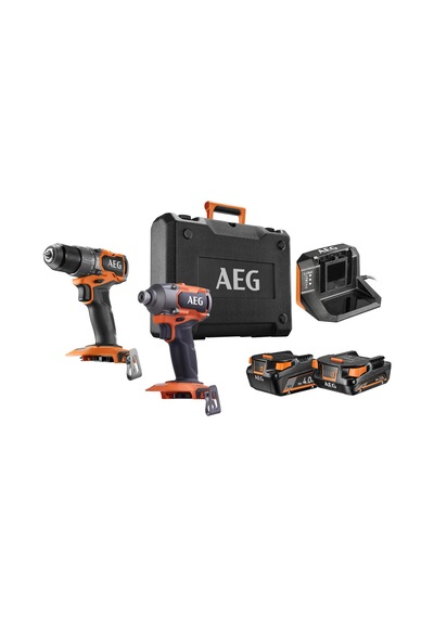 Aeg CK18 AC-2 Bl-X02B Çift Akülü Kömürsüz Kombo Set Darbeli Matkap + Darbeli Vidalama 2.0AH+4.0AH - 4935499435