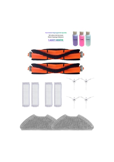 Vacuum Mop 2 Lite Mjstl - Mop 2 Pro Mjst1shw Robot Süpürge Uyumlu Ana Fırça,filtre,yan Fırça,mop Bezi-10'lu Yedek Parça Seti