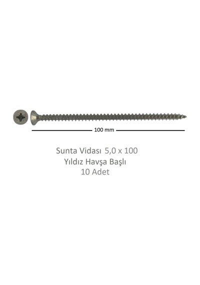 Sunta Vidası, 5,0 X 100 Mm, 10 Adet, Yhb Vida 5 x 100