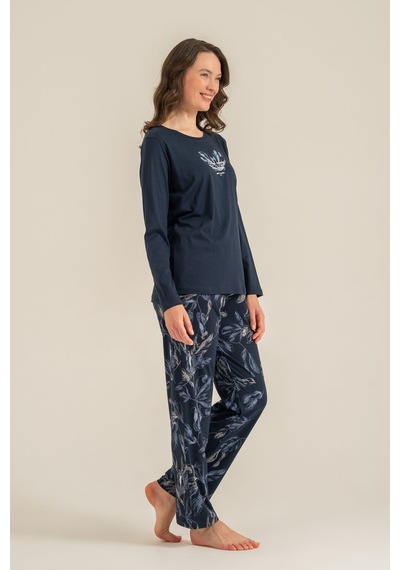 Pierre Cardin Kadın You Look Amazing Today Lacivert Uzun Kol Pijama Takım Pc9257-s-v1 Pc9257-s-v1