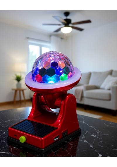 360 Rgb Led Disco Işığı Ayarlanabilir Başlıklı Güneş Enerjili Projektör Lamba 0