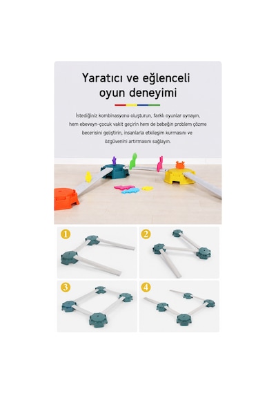 Çocuk Denge Oyunu Seti Montessori Kaydırmaz Denge Yolu Ve Platform Oyuncağı - 4 Adet Eşit Parça Denge Yolu
